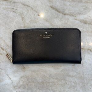 Kate Spade Large Continental Wallet Black‎ Saffiano Leather Zip